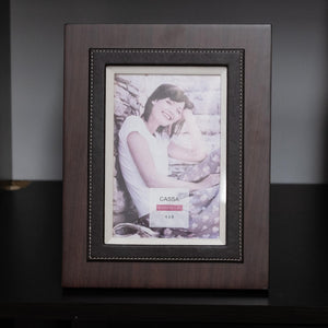 Frame Wood Faux Leather 4"x6"