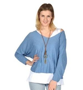 Blue 2 PC Tunic with Necklace