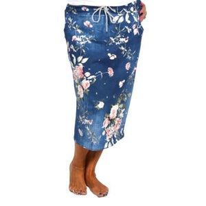 Floral Midi Skirt Dk Blue