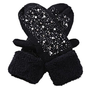 Mittens with Pearls - Black