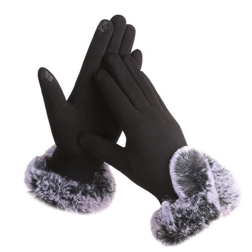 Touch Screen Gloves Fur Trim