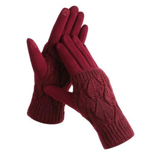 Touch Screen Gloves Red Knit