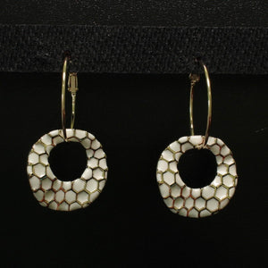 Gold with White Earrings