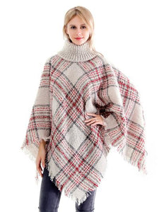 Pullover Beige, Red Poncho
