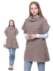 Turtleneck Poncho Taupe