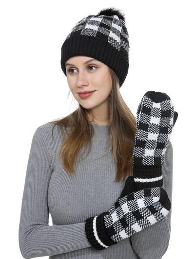 Plaid Hat & Mitt set