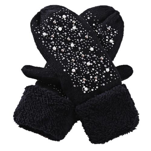 Mittens w Pearls Black