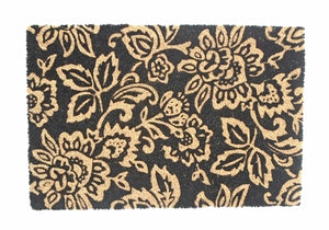 Coir Doormat Black Flower