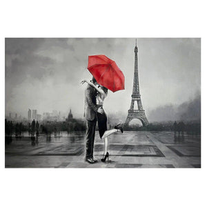 Red Umbrella Lovers on Canvas
