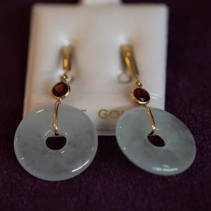 14kt Jade & Garnet Earrings